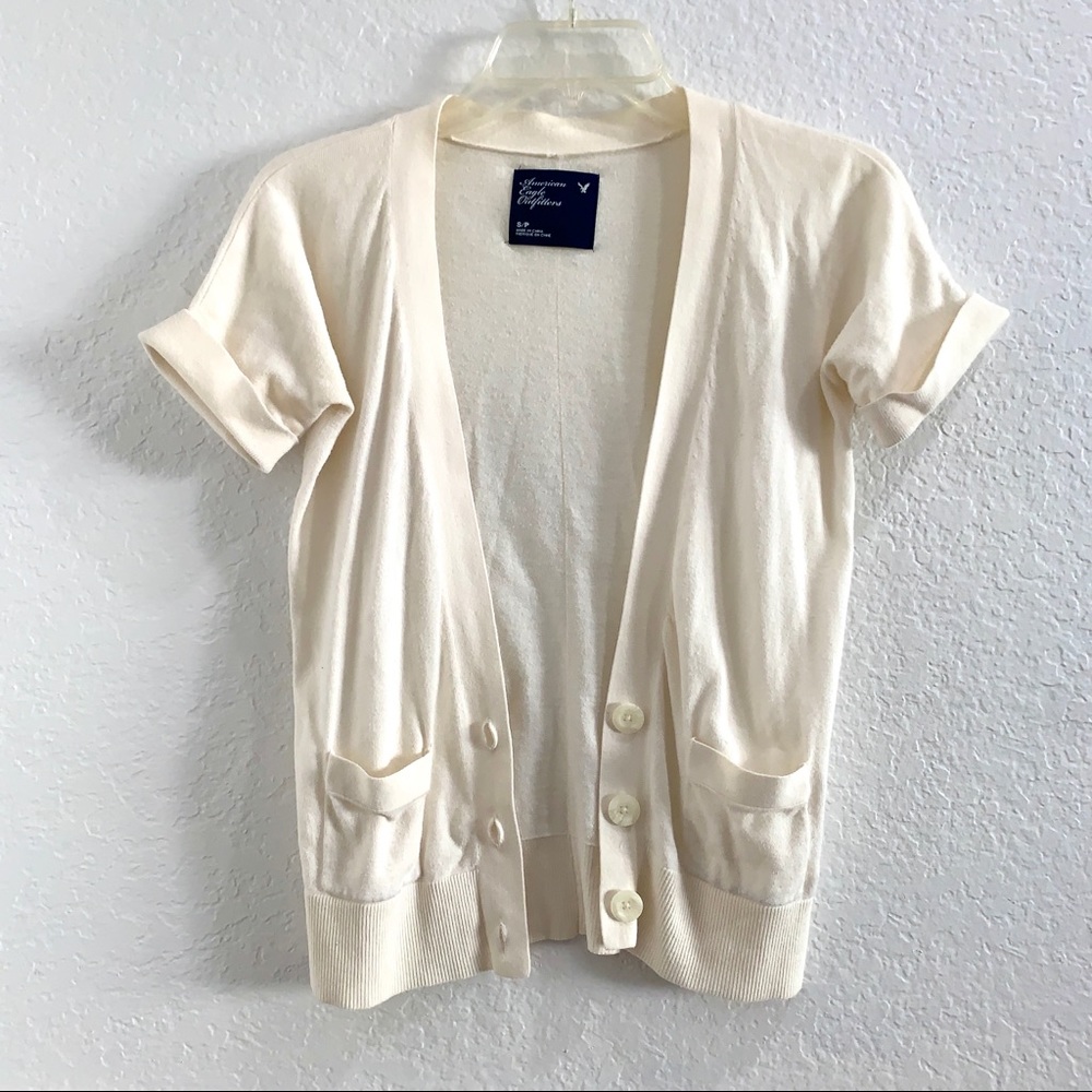 White short sleeved cardigan